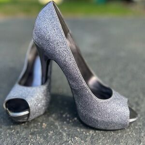 Jacqueline Ferrar Glitter Peep-Toe Heels